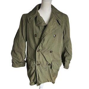 Vintage 1940s WW2 US Army green M-43 Jeep Coat Mackinaw OD sz medium 36 wool